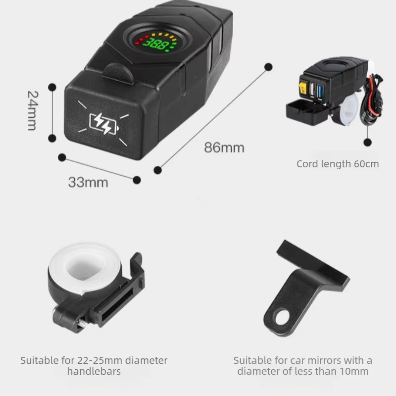 Chargeur USB pour guidon 20-90V