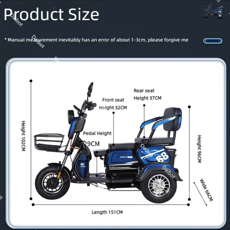 Tricycle électrique adulte Senior avec siège passager 600W 48V 20AH famille tout Terrain Scooter
