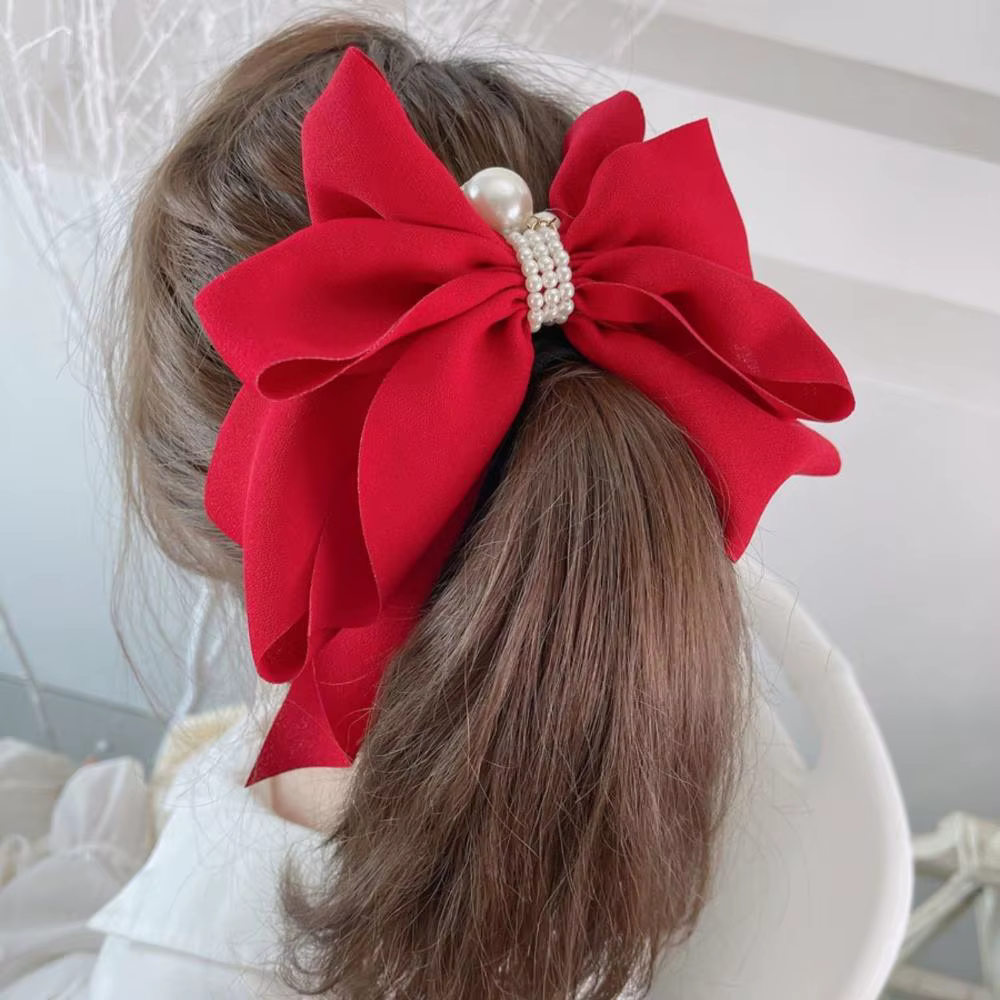 Accessoires de cheveux pour filles et femmes, coiffure, gros nœud, pinces queue de cheval, ruban