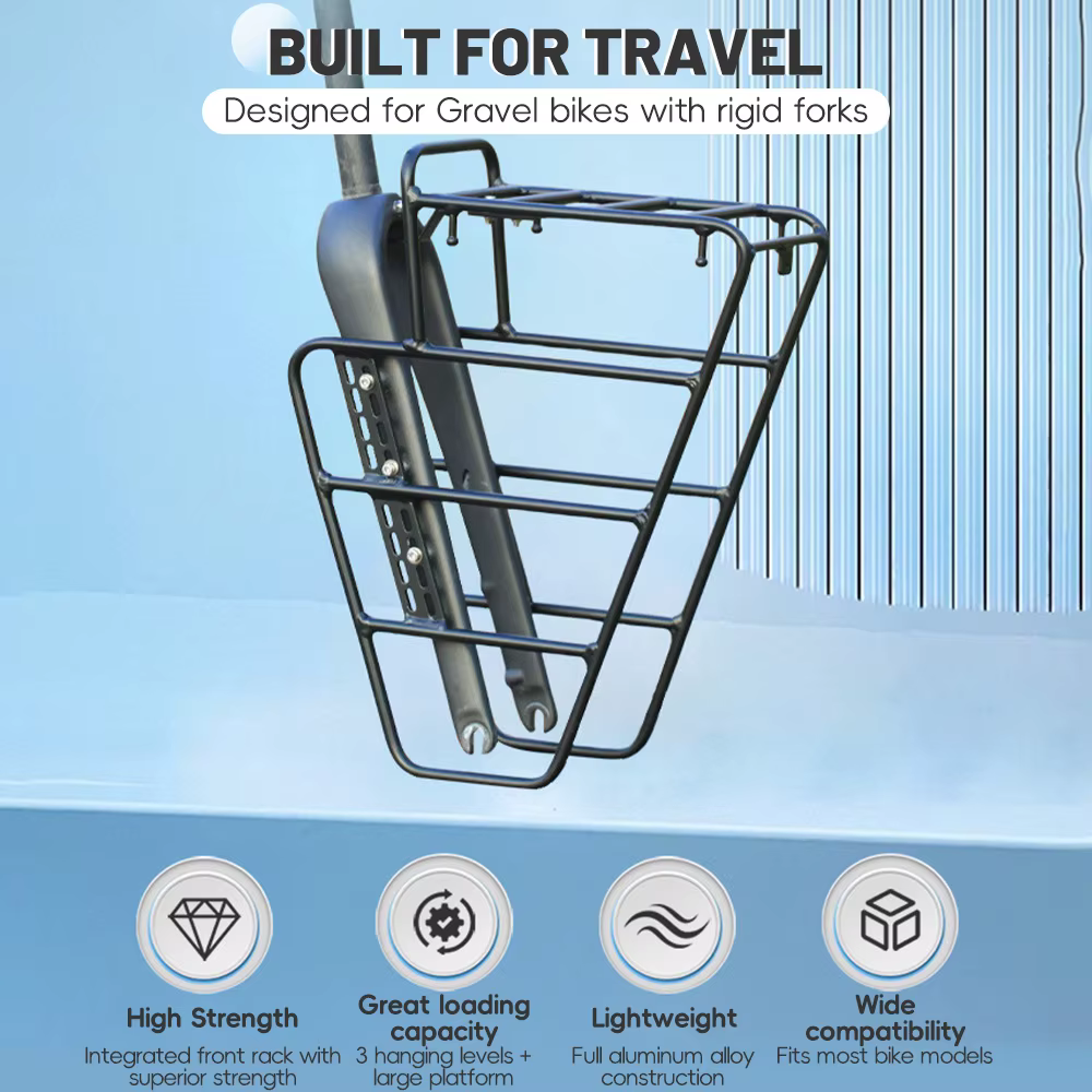 Support de porte-bagages avant en alliage d'aluminium pour vélo de gravier