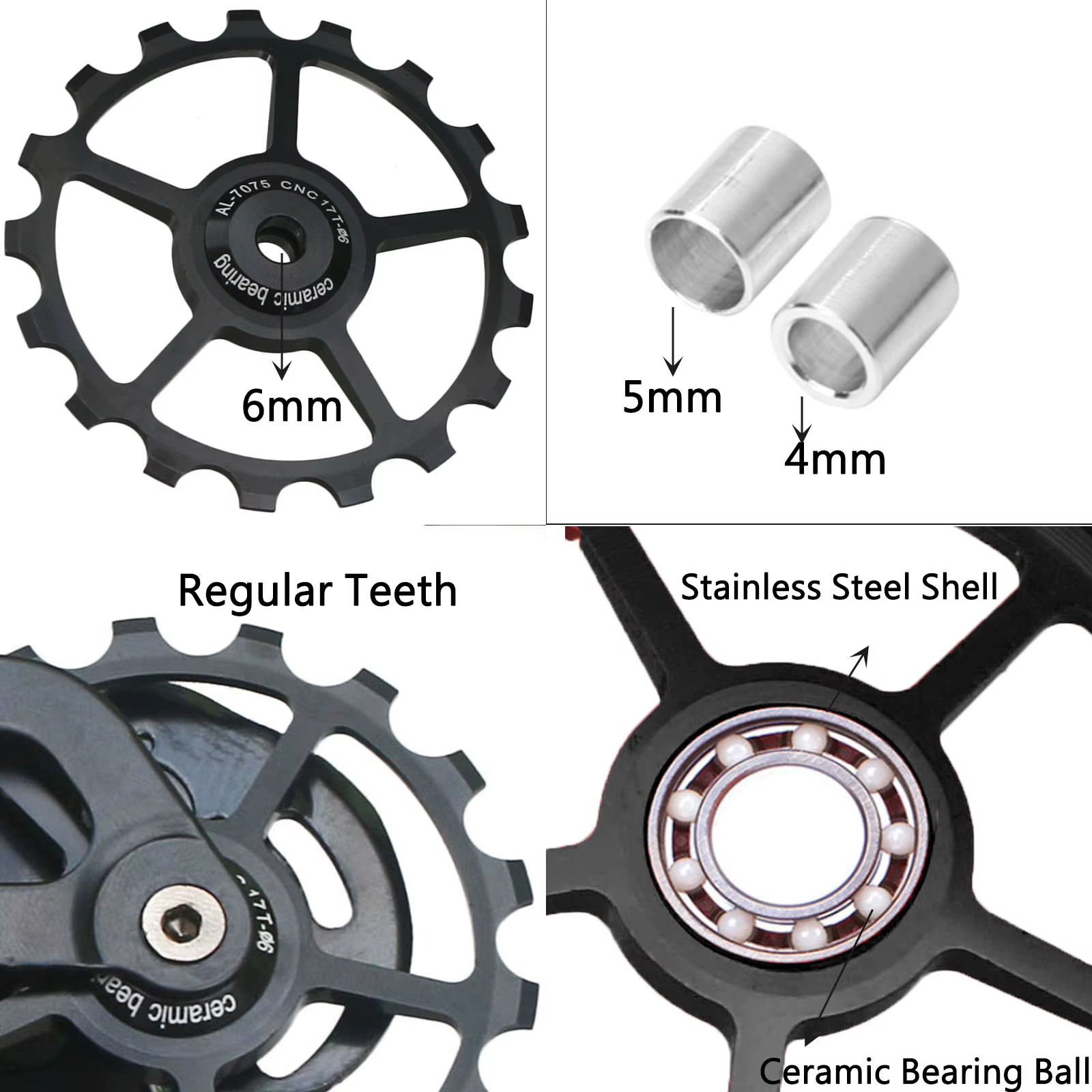 10T 11T 12T 13T 14T 15T 16T 17T vtt vélo de route dérailleur arrière poulie rouleau roulement en céramique Guide roue Jockey pour Shimano Sram