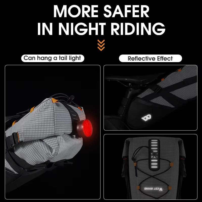 WEST BIKING – sac de selle de vélo pliable sous le siège, 10l, 100% étanche, pour outils, sacoche arrière pour vtt, cyclisme sur route