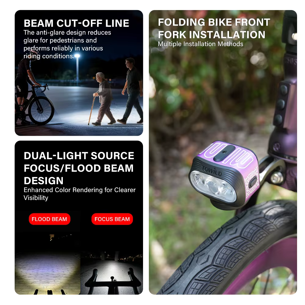 TOWILD BLMINI – éclairage de vélo avec faisceau focalisé/diffus
