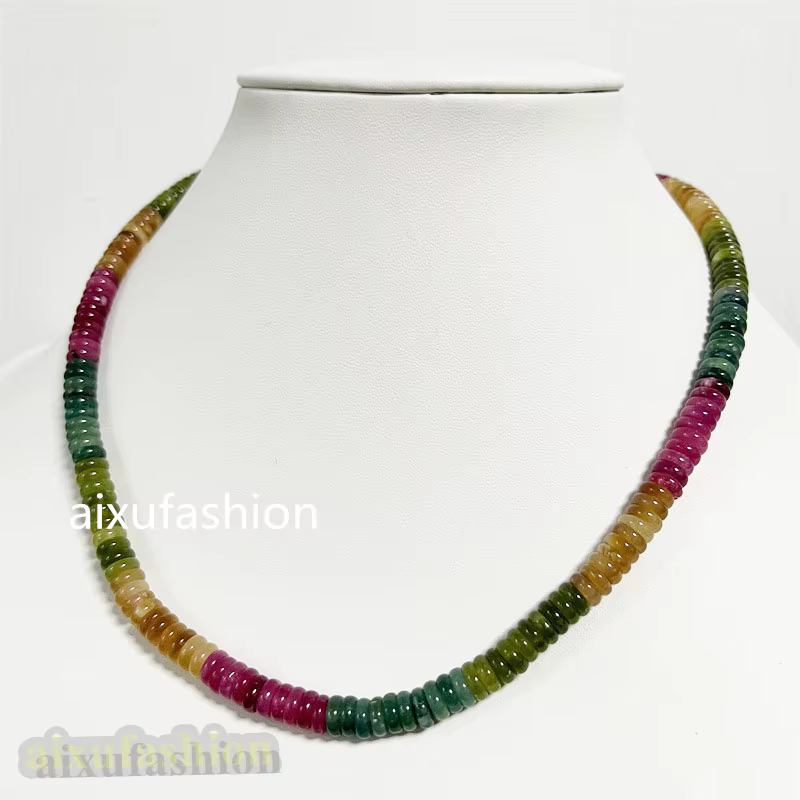 Collier Tourmaline ovale 2x6MM, Vintage, bijoux en pierre naturelle brésilienne, Noble, élégant, chaîne de perles exquise, ras du cou