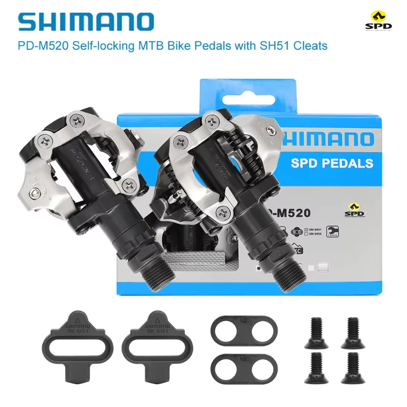 Système Shimano M520 SPD double face - Conception à clipser facile avec roulements étanches pour une durabilité accrue au cyclisme