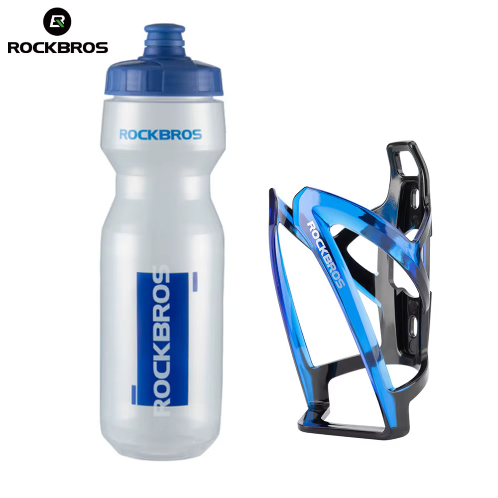 ROCKBROS bouteille d'eau de cyclisme + porte-bouteille d'eau ensemble de 2 pièces-750 ml bouteille d'eau de sport + porte-bouteille d'eau moulé intégré