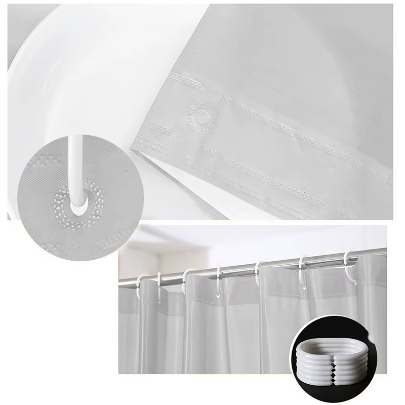 PEVA rideau de douche imperméable moisissure salle de bain rideau solide vague fenêtre Tulle maison luxe avec crochets lourd S pli ondulé douche