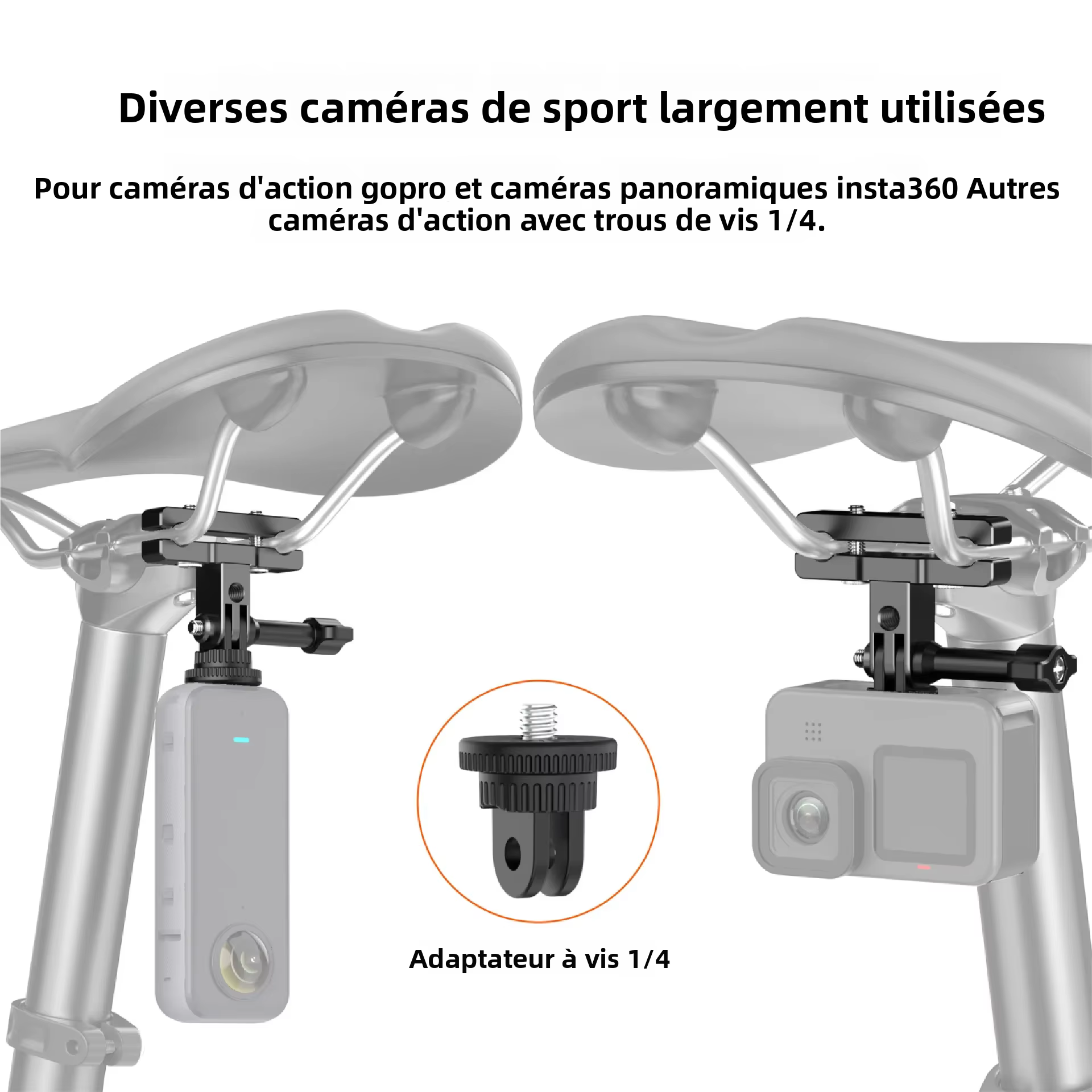 Kit de fixation pour accessoires de vélo Insta360 x5 x4 x3, support de fixation arrière pour vélo Insta 360, accessoires de cyclisme