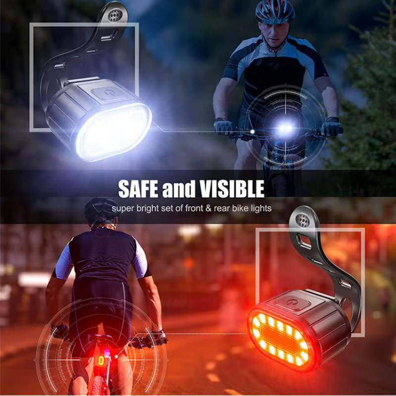 Feux de vélo vtt lampe à LED feu avant et arrière USB phare Rechargeable feu