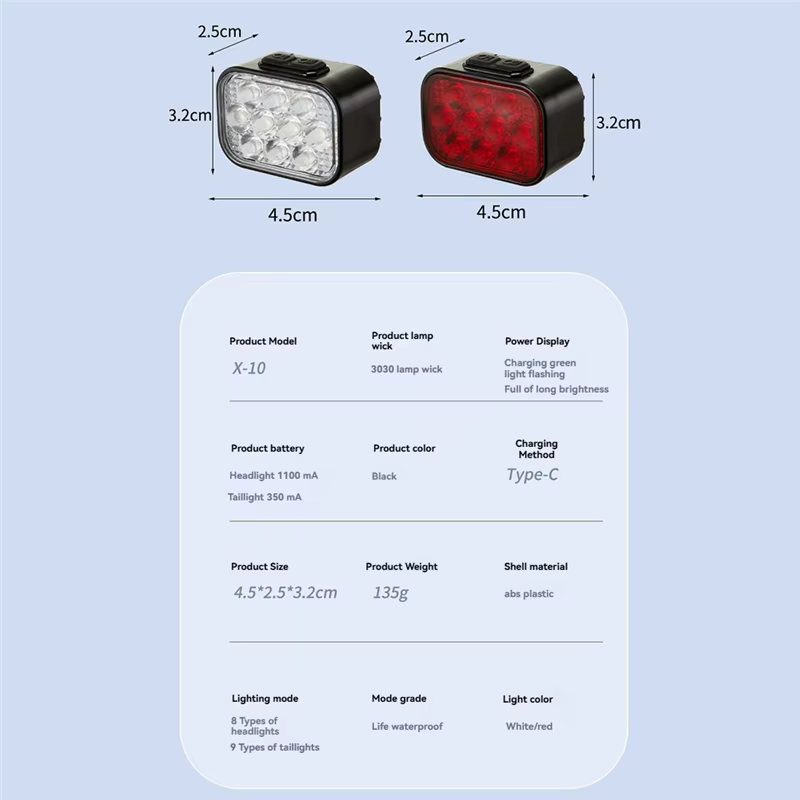 Ensemble d'éclairage de vélo avant et arrière USB charge casque de montagne phare