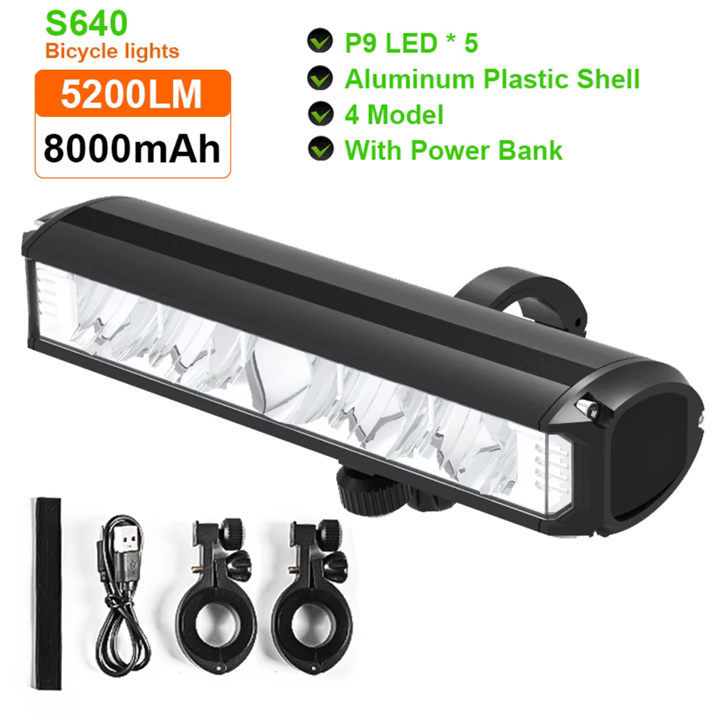Feu de vélo 8000mAh 5 LED