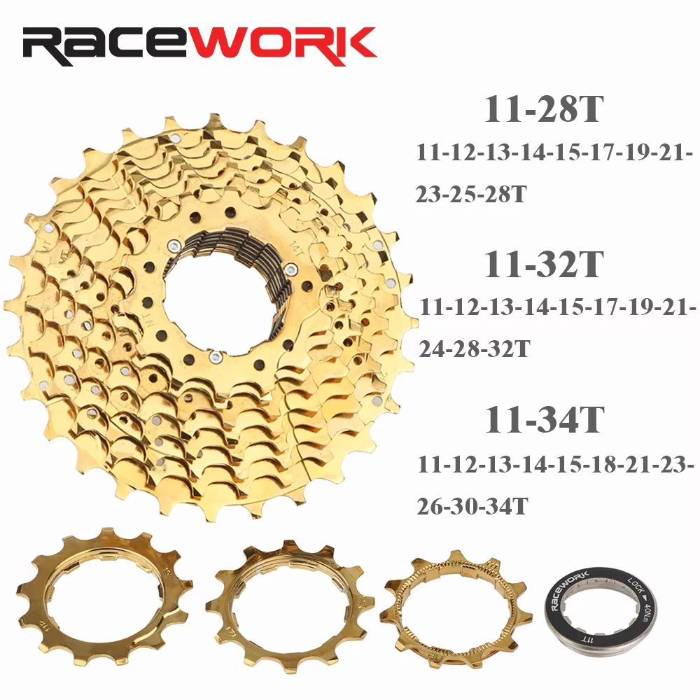 Cassette de vélo de route RACEWORK 11/12 vitesses 11-28T 11-32T 11-34T K7 Roue libre