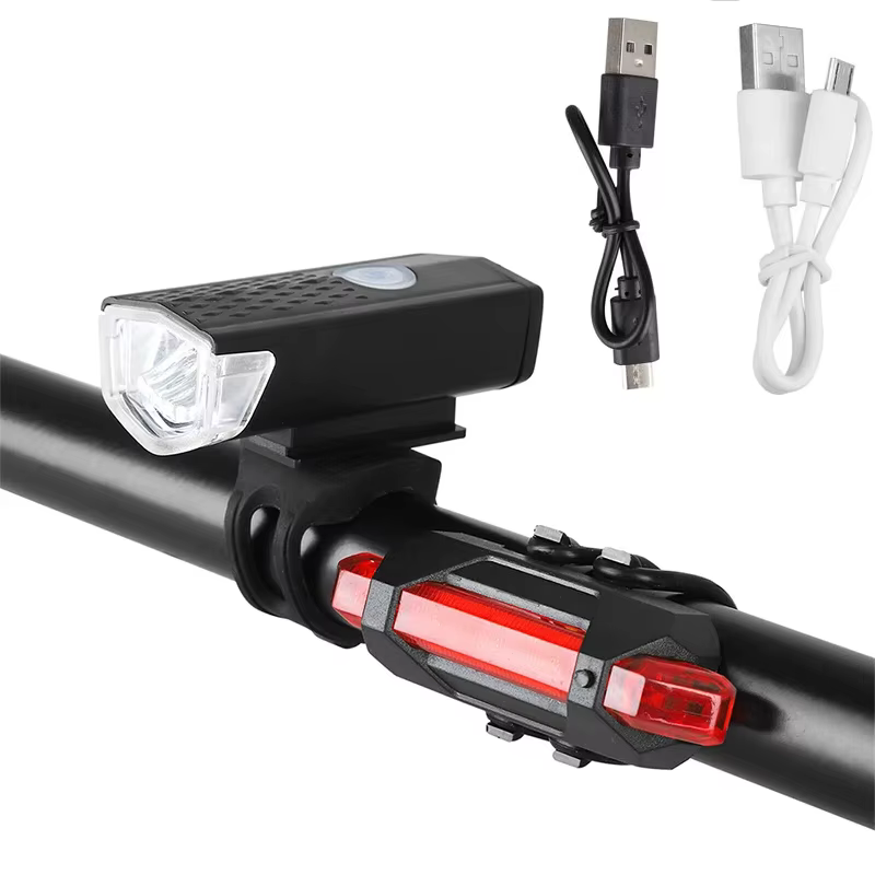 Ensemble de lumières de vélo LED feux avant et arrière USB Rechargeable phare de cyclisme lampe de poche
