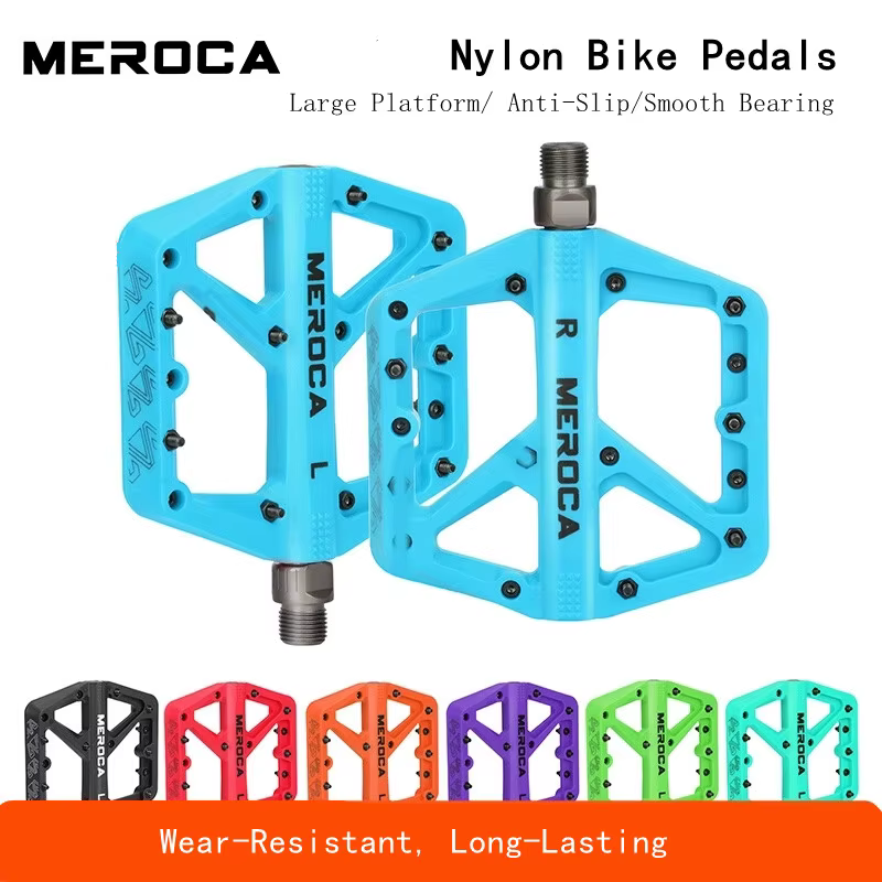 MEROCA pédales de vélo anti-dérapant haute résistance pédale en Nylon élargi grand roulement lisse conception Durable pour VTT