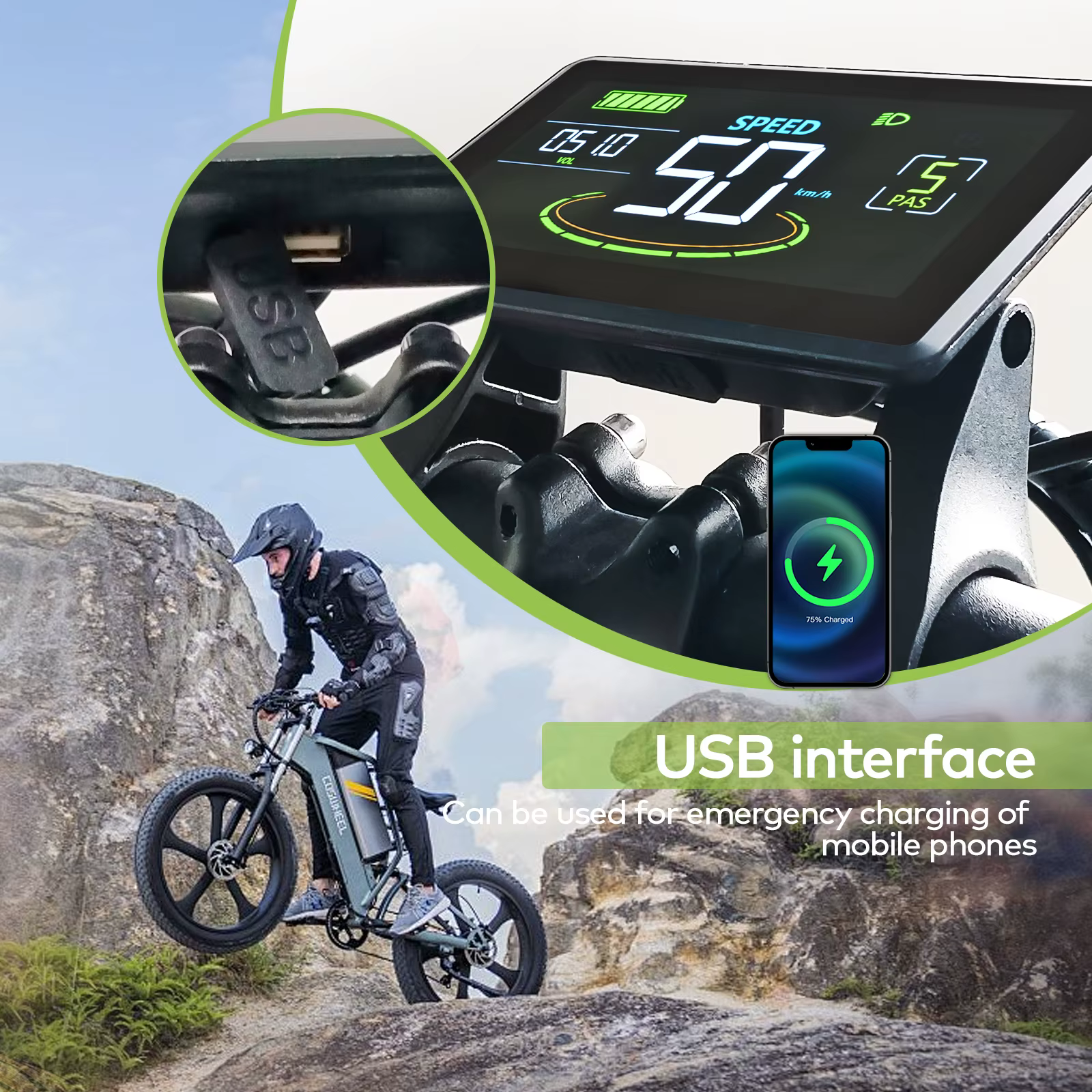Ordinateur de vélo H6C à grand écran LED