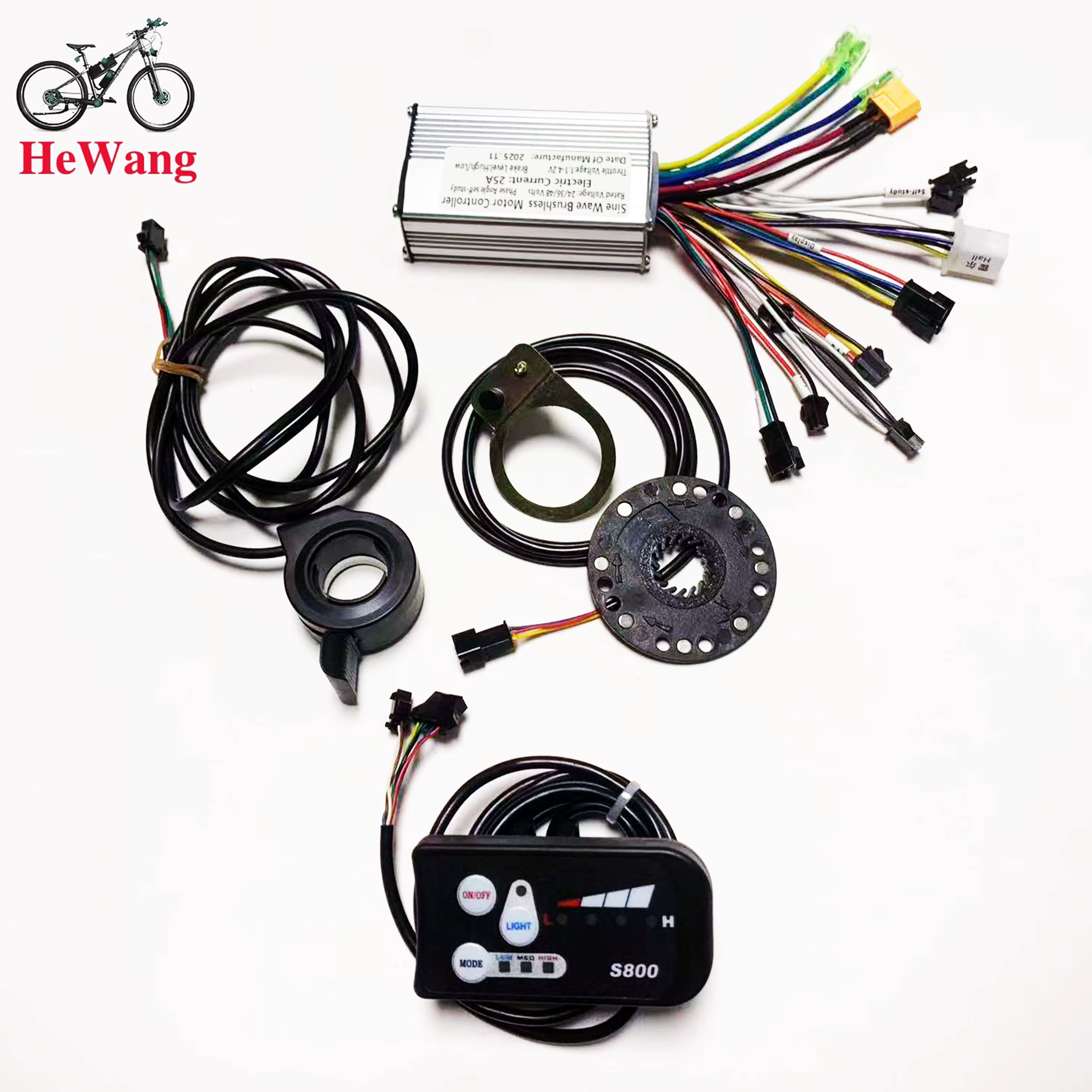 Kit de vélo électrique 24V/36V/48V: contrôleur d'onde sinusoïdale 25A avec instrument LED S800