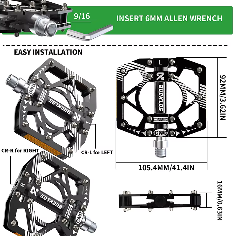 Pédales de vélo de route et de montagne BUCKLOS CNC