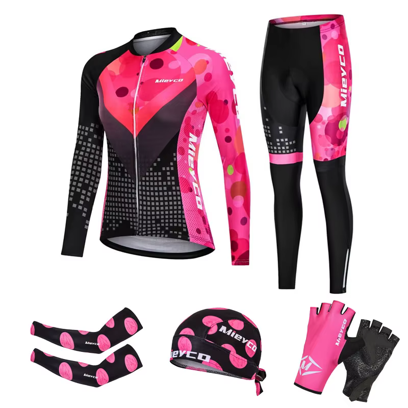 Ensemble de cyclisme pour femme : Maillot et pantalon longs pour VTT – Vêtements de sport