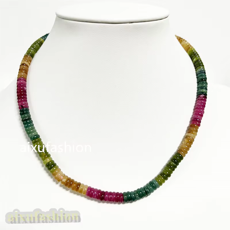 Collier Tourmaline ovale 2x6MM, Vintage, bijoux en pierre naturelle brésilienne, Noble, élégant, chaîne de perles exquise, ras du cou