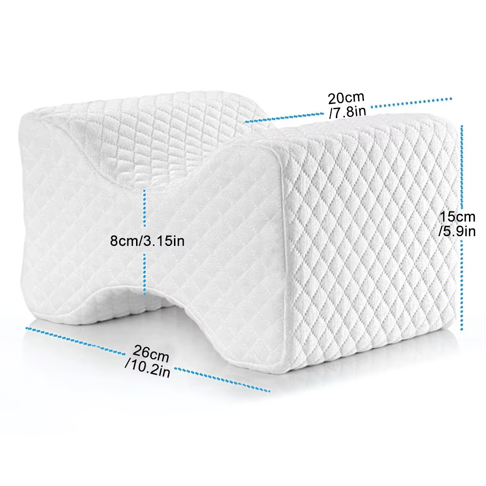 1 oreiller de genou pour dormeurs latéraux - 100% mousse à mémoire de forme - Coussin de contour en forme de cale - Coussin d'entrejambe pour l'alignement de la colonne vertébrale, soulagement des dou