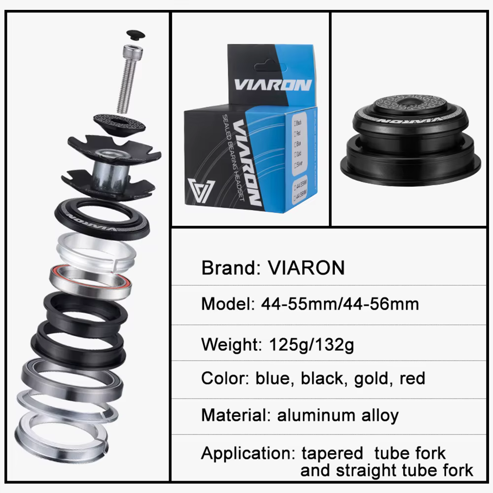 VIARON casque de vélo 4455ST/4456ST CNC 11/8 "-11/2" roulement scellé fourche à Tube conique droit