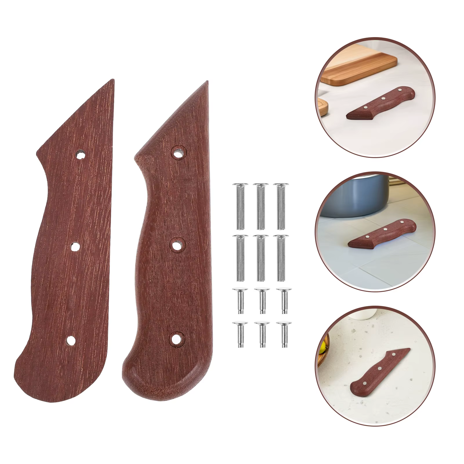 Accessoires pour manche de couteau, remplacement en bois, confortable, marron foncé, antidérapant, Design ergonomique, convient aux couteaux de cuisine, poignée de coupe