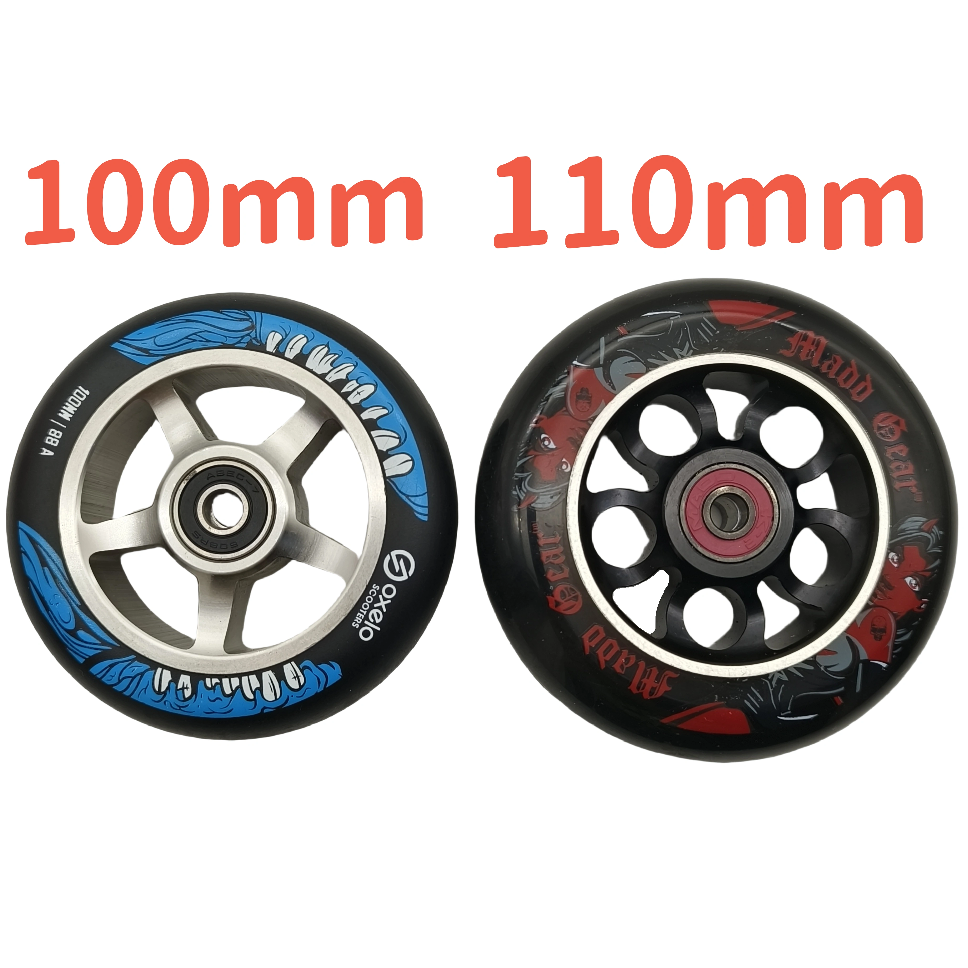 Roue de Scooter Cascadeur avec Roulement, 100mm, 110mm, 100x24mm, 2 Roues/Lot
