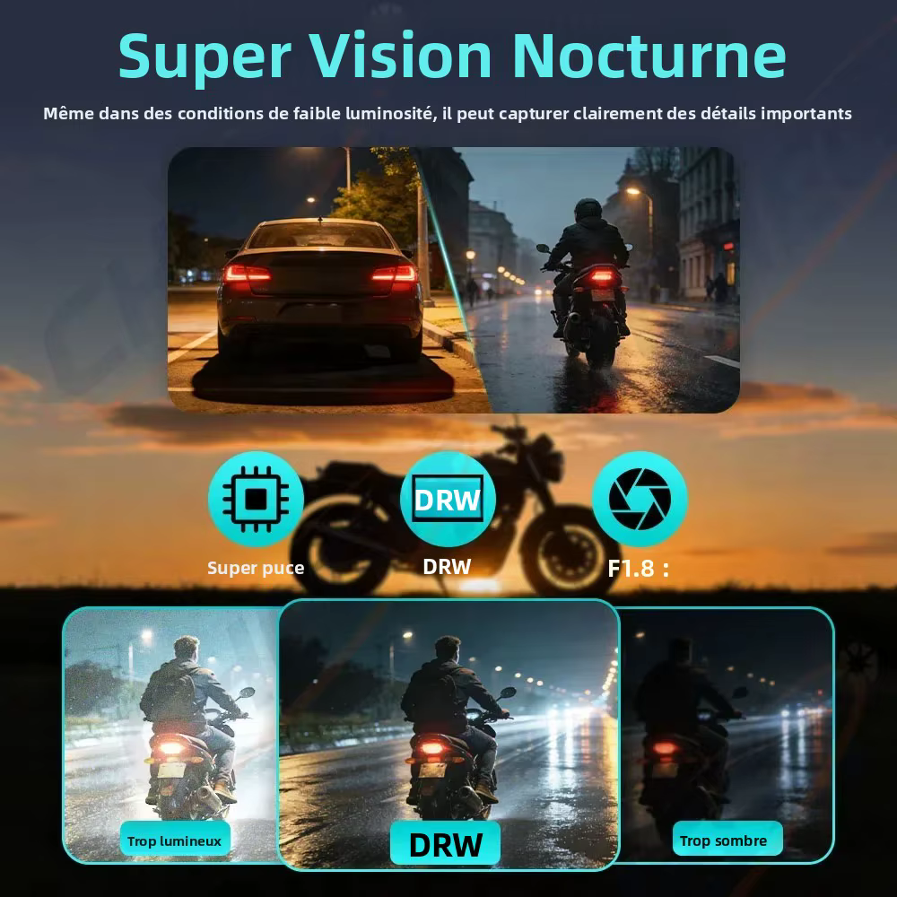 Nouvelle Caméra de Conduite Moto 2K HD IP65 pour Vélo Électrique