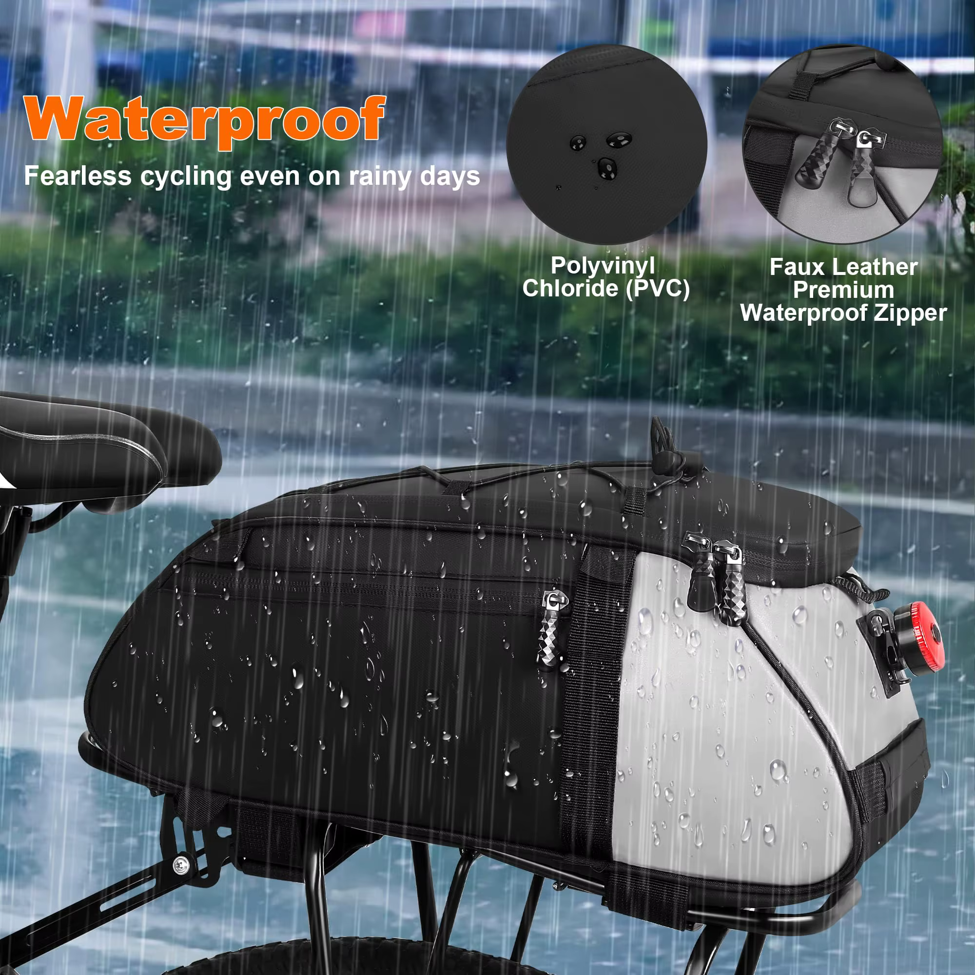 Sac de porte-vélo, sac de coffre arrière pour vélo électrique imperméable et réfléchissant de 12 L
