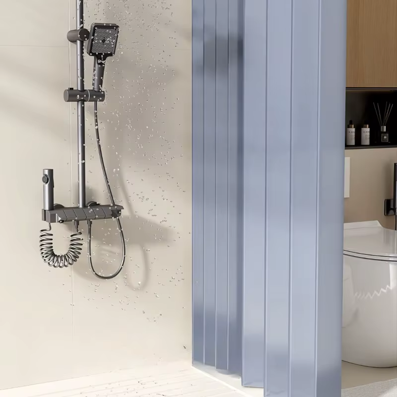 Ensemble de rideaux de douche pliables en polyester imperméable, cloison invisible rétractable pour la séparation des zones sèches et humides dans la salle de bain