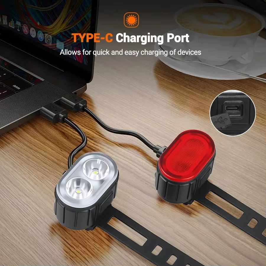 Kit d'éclairage LED pour vélo - Feux avant et arrière pour vélo