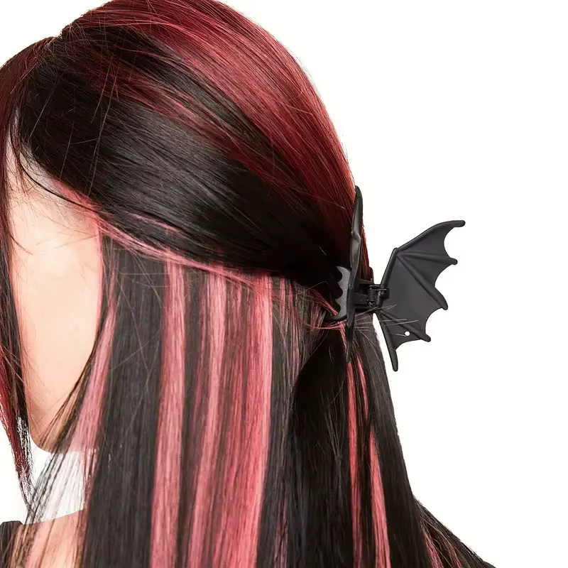 Pince à cheveux chauve-souris gothique Halloween noir mat gothique Style Punk imprimé Animal épingle à cheveux pour femmes, accessoire de cheveux de fête élégant