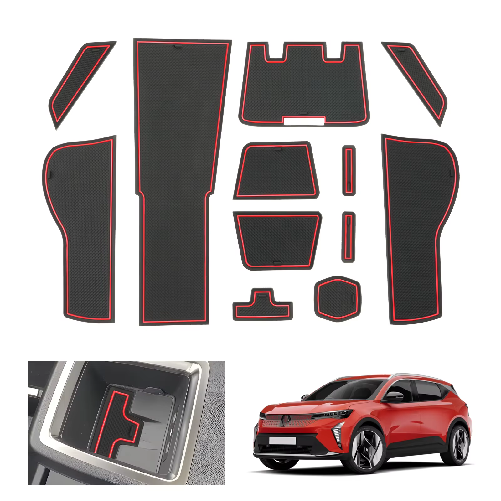 RUIYA pour 2024 2025 Renault Scenic E-tech Electric Car Door Groove Mat Anti-slip Slot Pad Auto Renault Scenic 2024 Accessories
