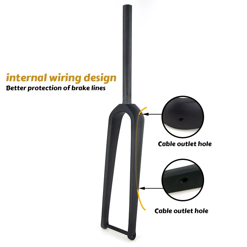 Fourche de vélo de gravier en carbone rigide pour pneus larges 700x55C