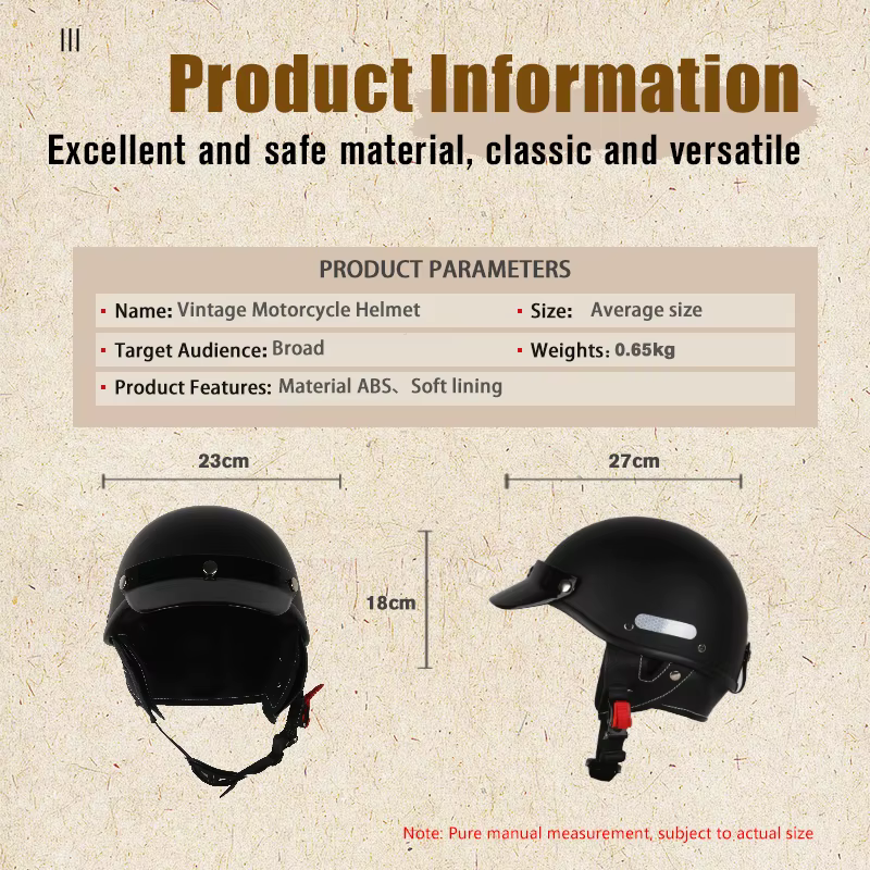 Casque de moto vintage Demi-casque Cruiser pour hommes