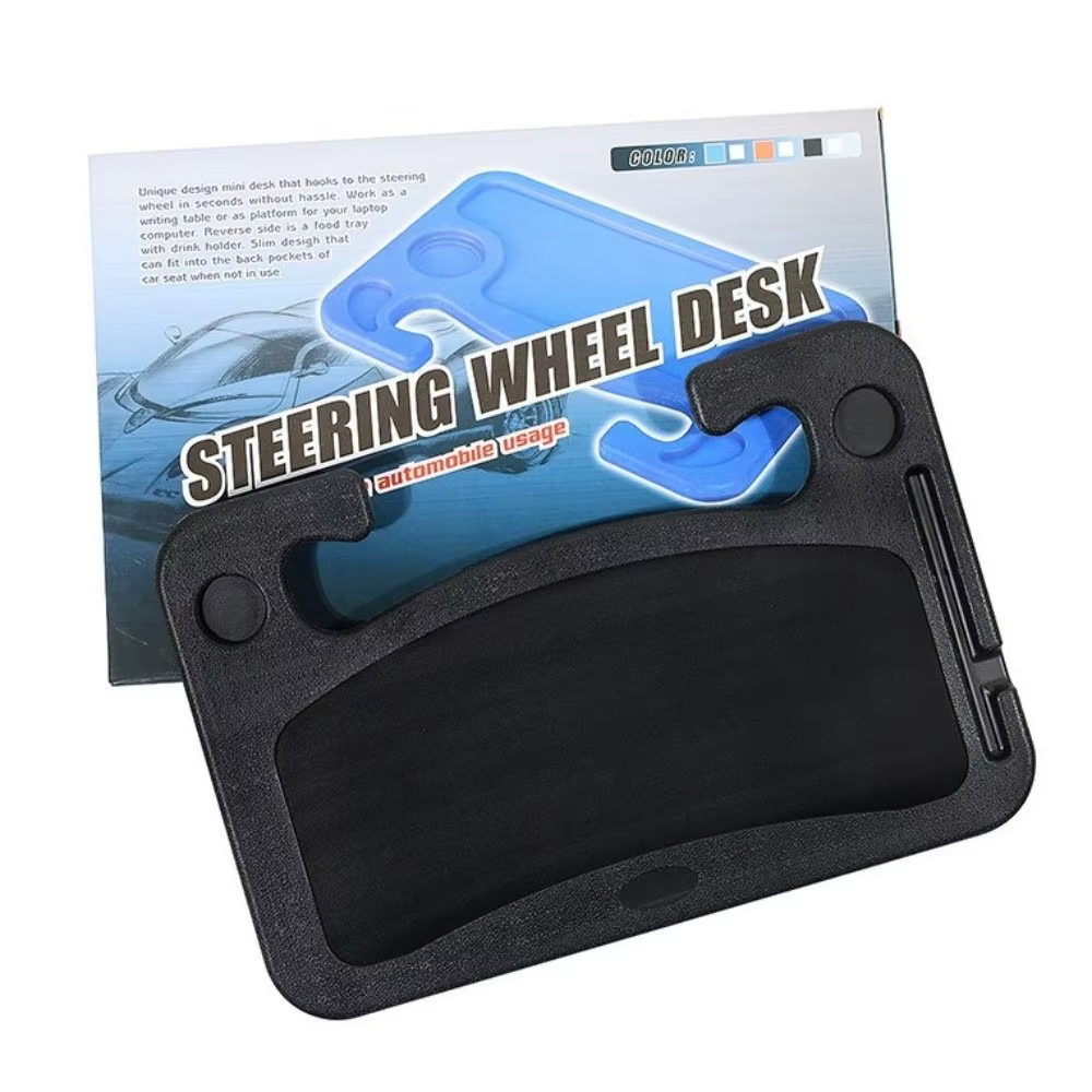 Nouveau bureau portable pour voiture en ABS, facile à installer, surface de travail, table de repas pour voiture, grande taille, support de fixation, plateau à café, pour travailler en déplacement