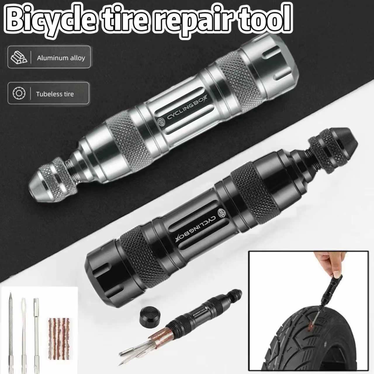 Kit de réparation de pneus tubeless pour vélo