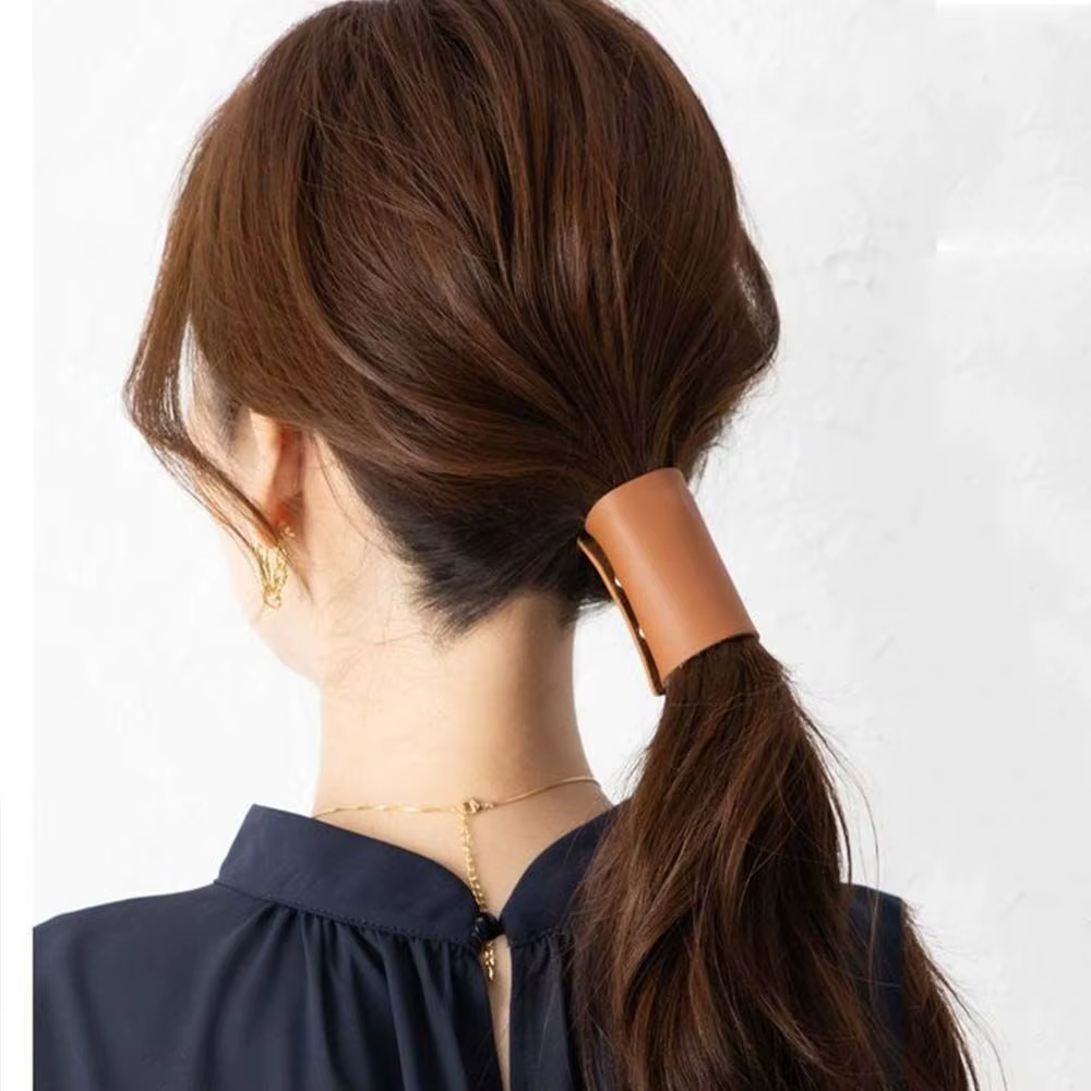 Accessoires pour cheveux, couvre-chef pour filles, enveloppe de cheveux, manchette de Style coréen, support queue de cheval, bandeau en cuir PU, pinces à cheveux pour femmes