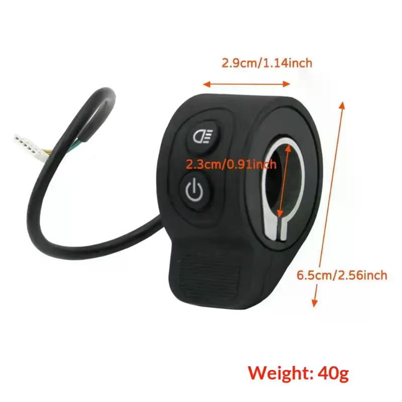 Contrôleur de vitesse d'accélérateur de doigt de Scooter électrique avec bouton de commutation de phare pour accessoires