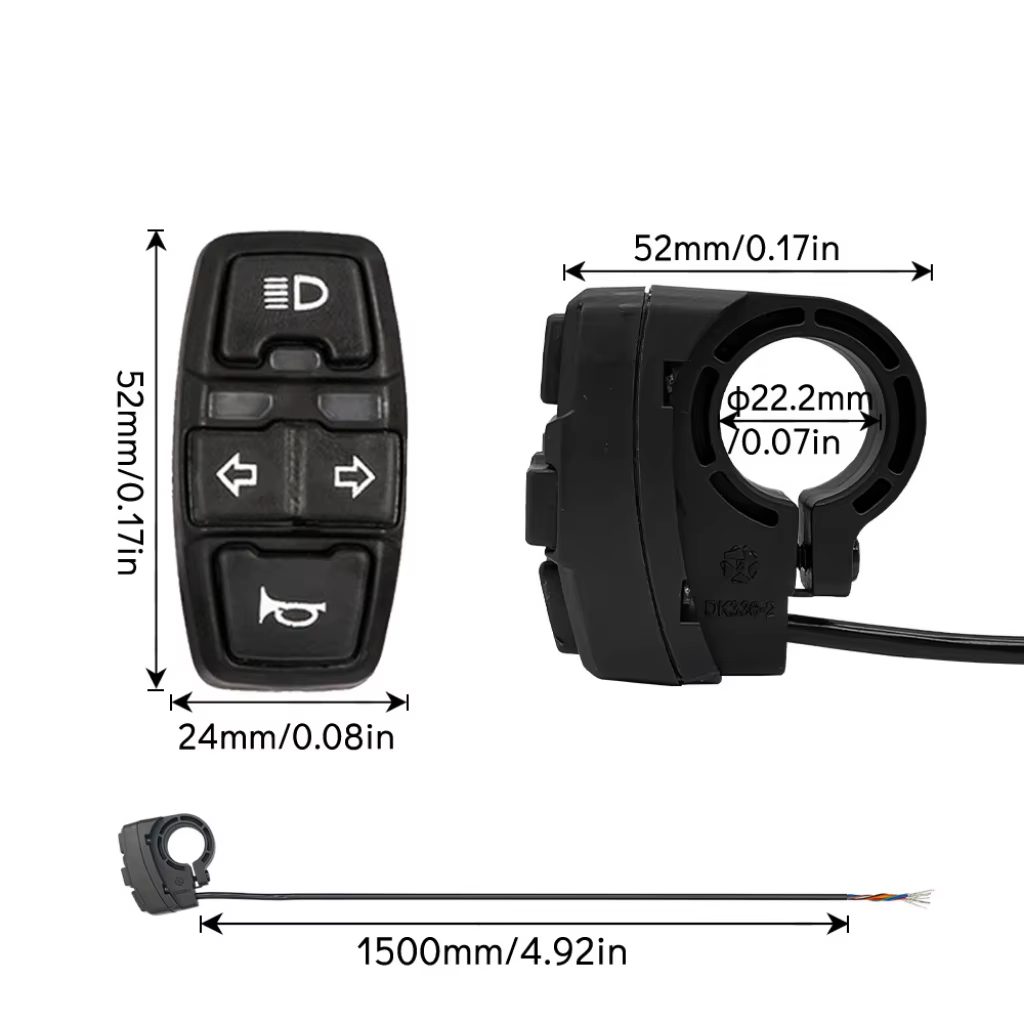 Interrupteur 3-en-1 pour vélo électrique : phare