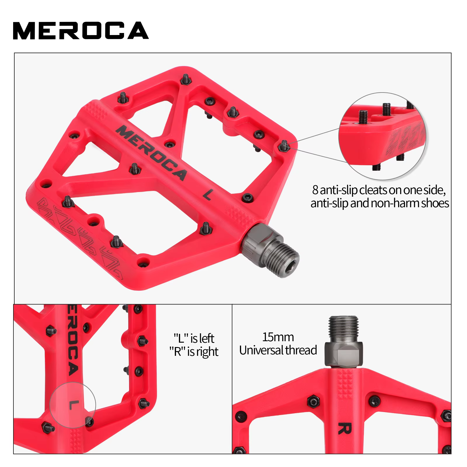 MEROCA C569 pédale de vélo large plate-forme antidérapante roulement en Fiber de Nylon conception Durable