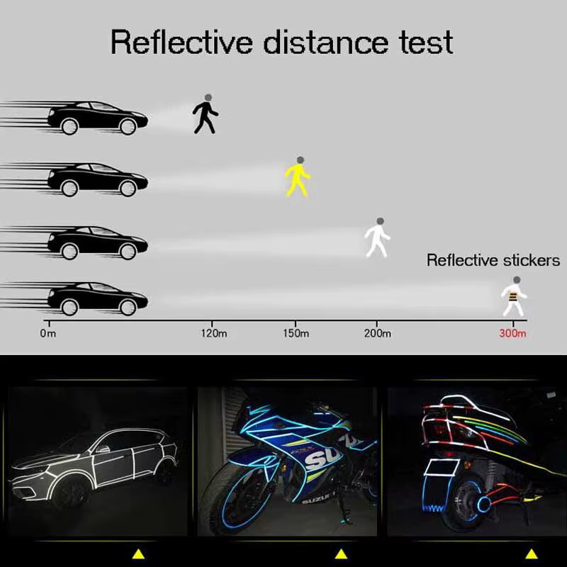 1 cm * 8 m autocollants de vélo bande réfléchissante fluorescente vtt bandes