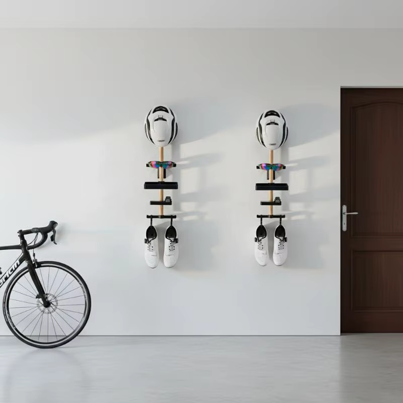 Support mural pour vélo en bois de hêtre
