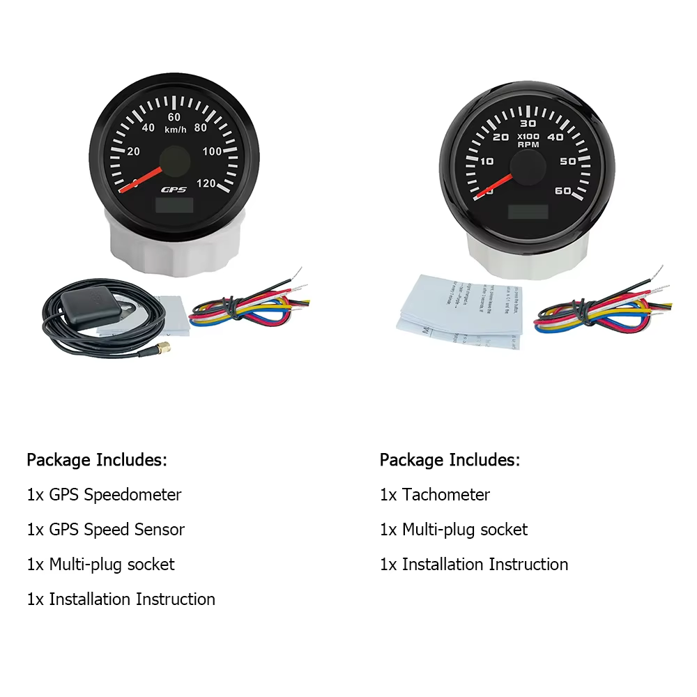 ELING – compteur de vitesse GPS universel 52mm 0-60 km/h 80 kmh 120 km/h + tachymètre 4000 tr/min 6000 tr/min avec rétro-éclairage pour voiture bateau camion 9-32V