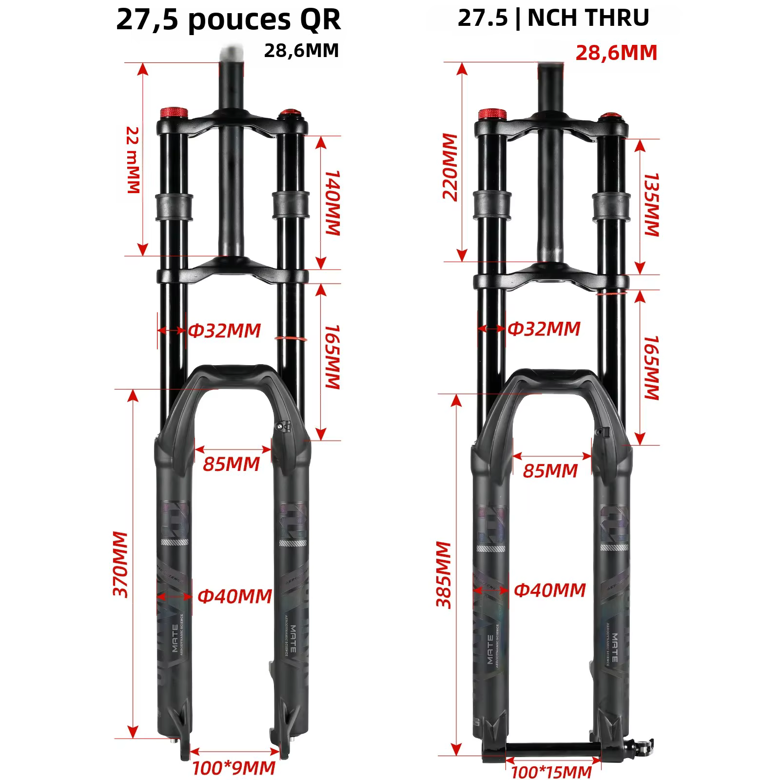 Nanveo-Fourche à suspension pneumatique double initiée