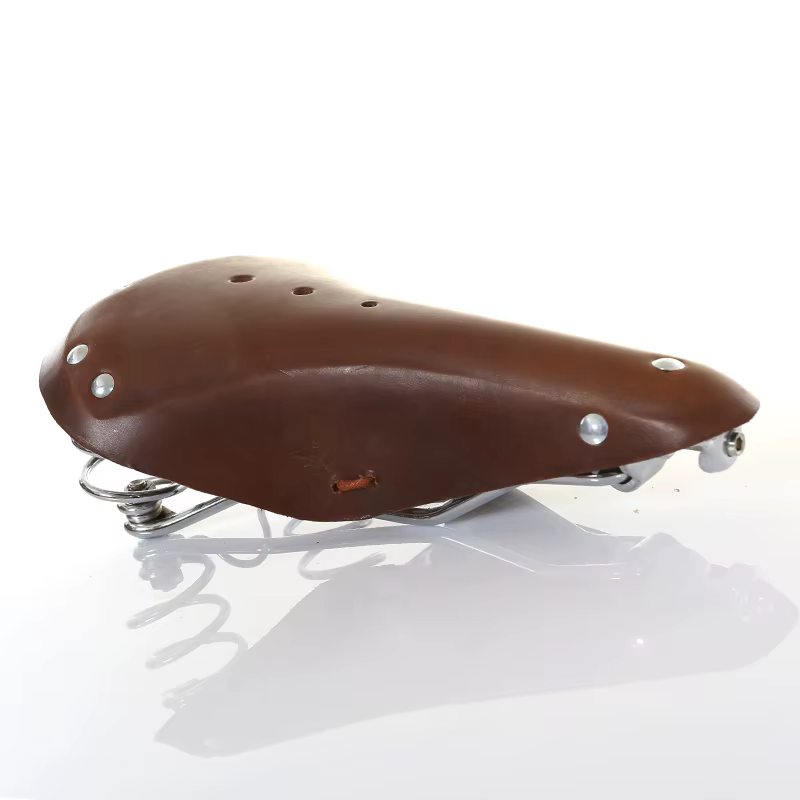 Selle de vélo rétro en cuir respirant et confortable, coussin de cyclisme vintage pour vélos à tube de selle double, VTT
