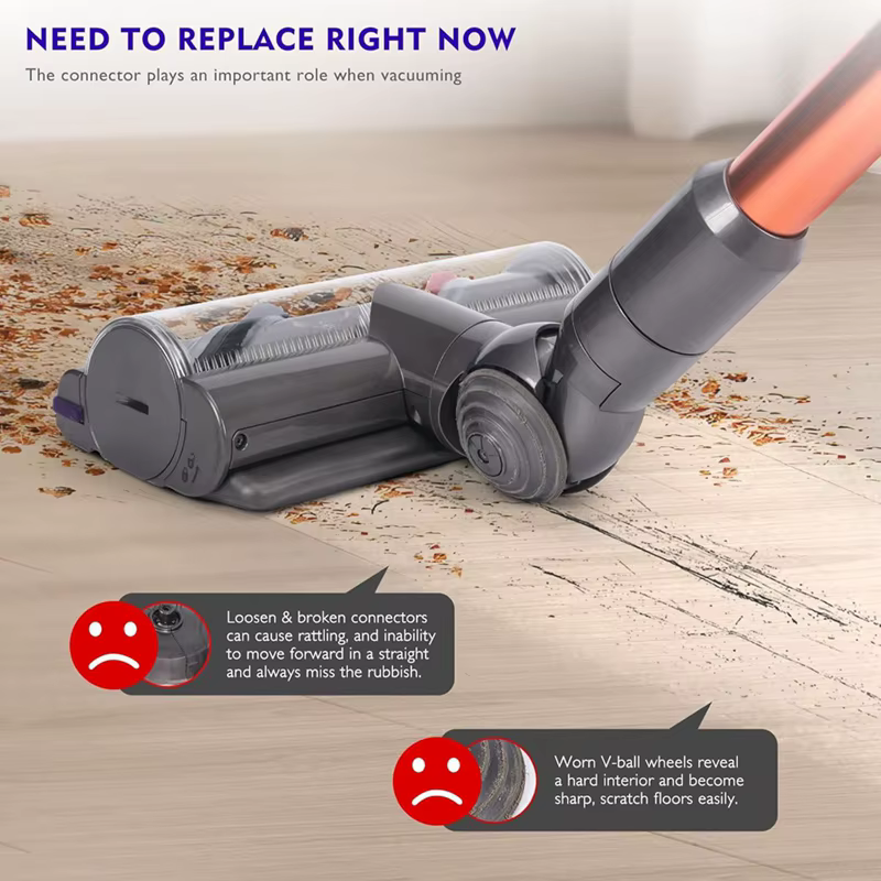 Adaptateur de connecteur de tête d'aspiration à entraînement direct + roue V-Ball, accessoires pour aspirateur Dyson V7, V10, V1