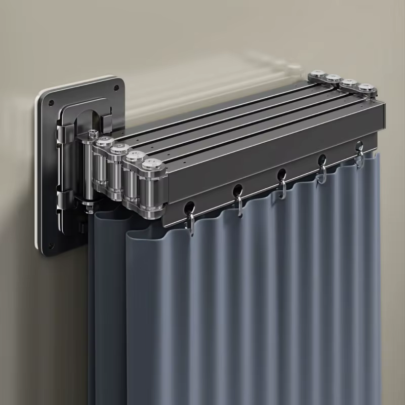 Ensemble de rideaux de douche pliables, cloison de douche invisible, séparation sec-humide, polyester imperméable, rétractable