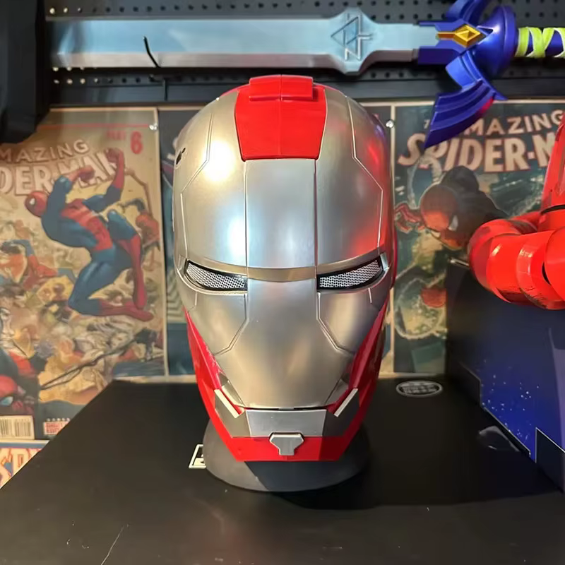 Casque électronique Iron Man MK5 MK45 à commande vocale avec IA Jarvis, déformation automatique de la plaque frontale, éclairage LED, objet de collection pour fans