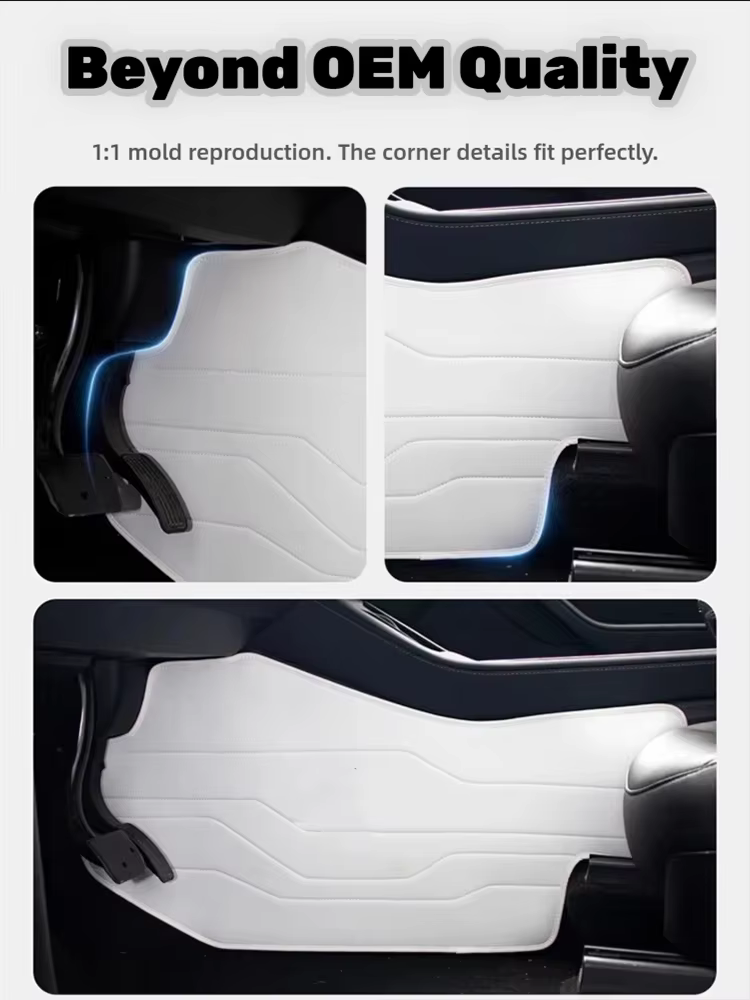 Pour Tesla Model Y/YL Juniper, accessoires de décoration intérieure, protections, tapis en cuir blanc Model 3 Highland, 2 pièces, cockpit, 2 côtés